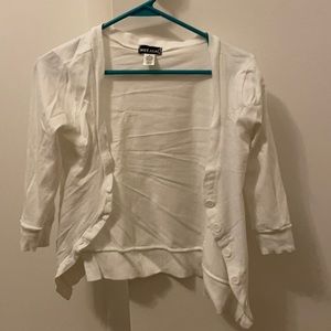 Elbow length white cardigan shrug
